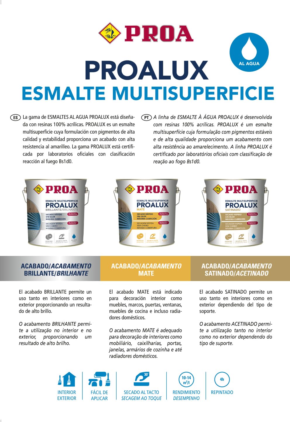 PROALUX Esmalte al agua Multiadherente. Negro RAL 9005. 750 ML. Multisuperficie. SATINADO. PROA.