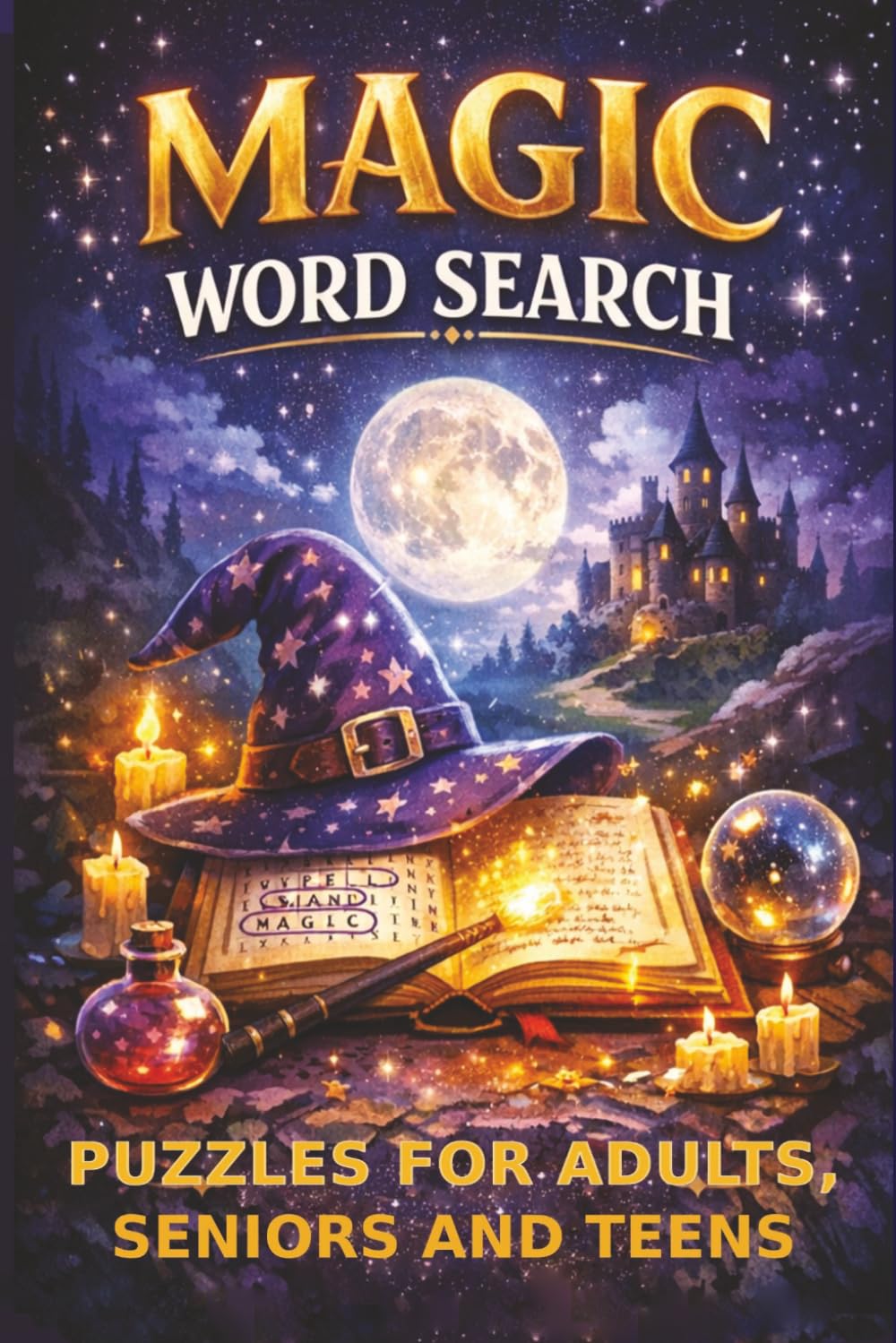 Magic Word Search Puzzles: Word Search Puzzles with Easy to Read Print about Magic, Enchanted and Wizardry | 6x9 inches, 110 pages | 50+ Puzzles ... Gift for Vacations, Holidays and Relaxation