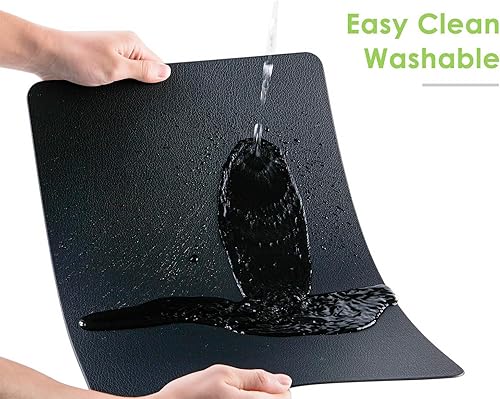 Miniatura 2 de Juego de 6 manteles individuales de piel sintética, resistentes al calor, impermeables, protectores para mesa de cocina, lavables, fáciles de