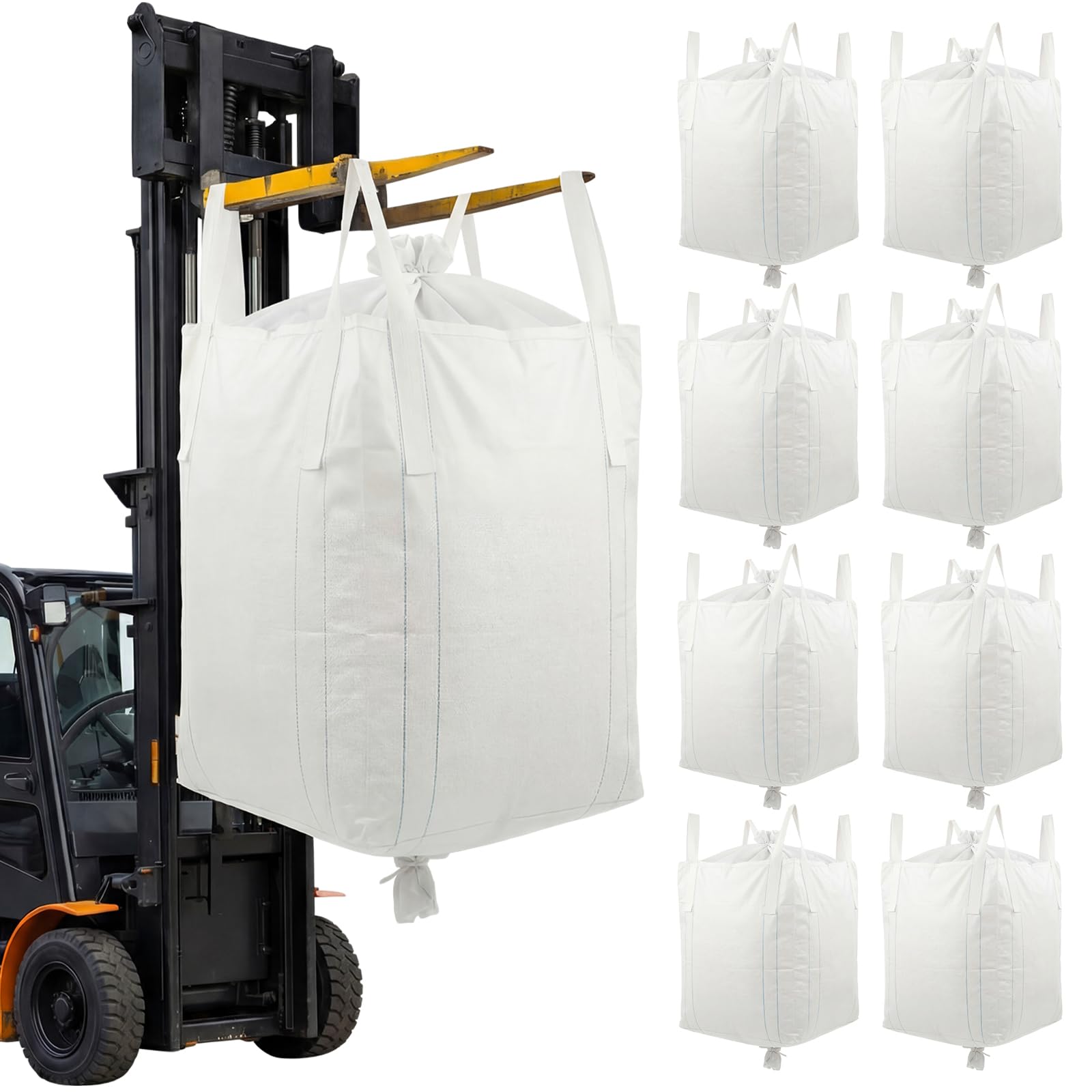 Sac de sable FIBC 1.5 tonne anti-déchirure Aliceset | Lot de 8 pour vrac agricole