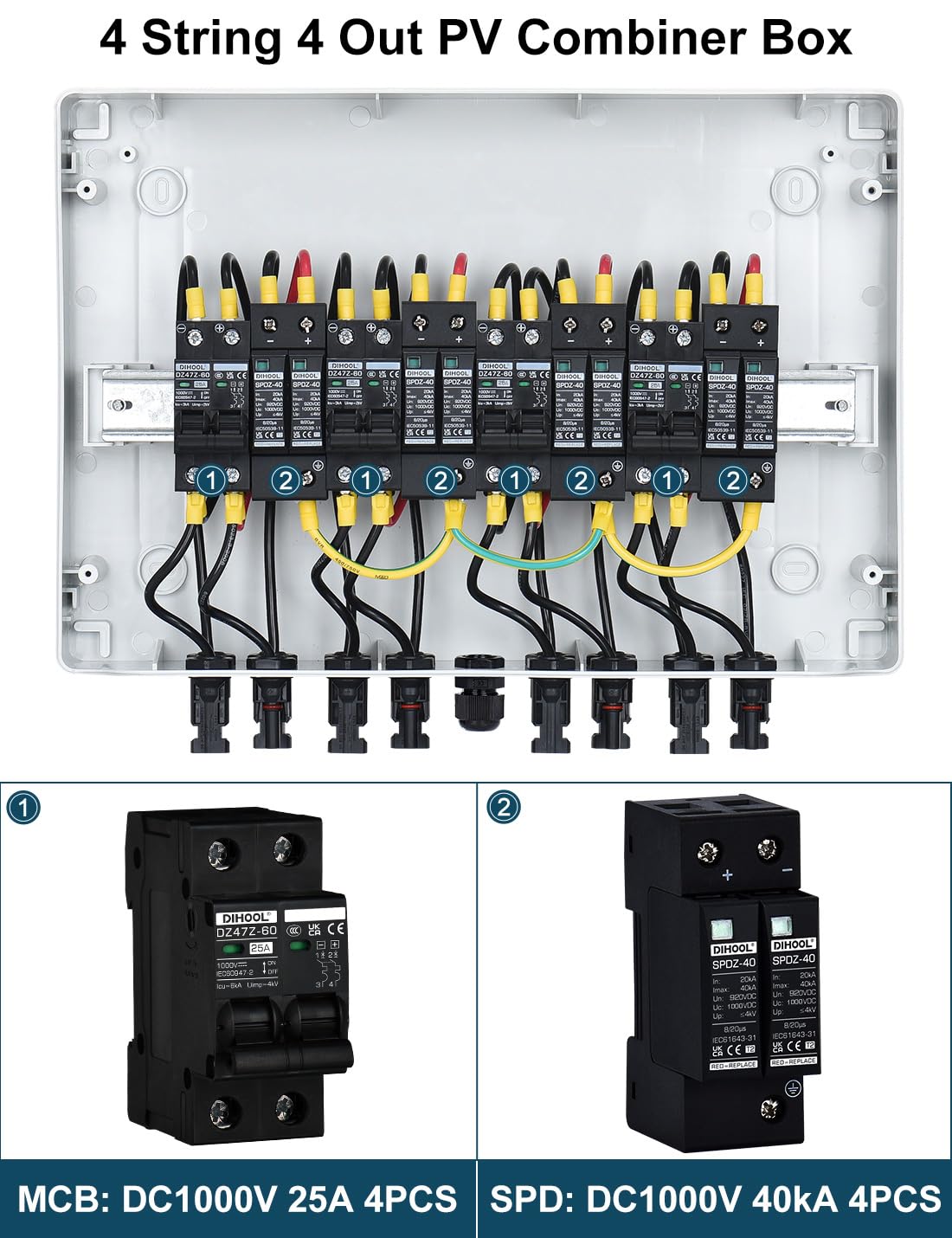 PV DC Überspannungsschutz Mit Reihenklemmen 4-strings Solar Generator
