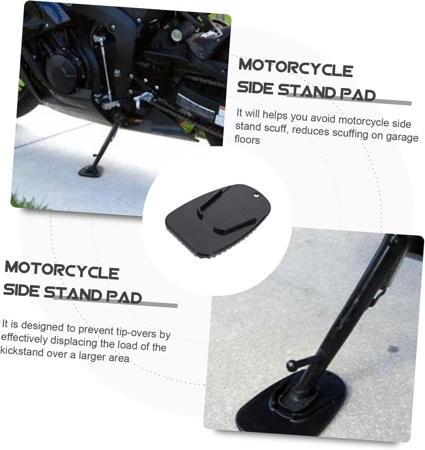 4pcs Motorcycle Kickstand Pad Black Side Stand Support for Parking Uneven Accessory for Motorbike Enthusiasts