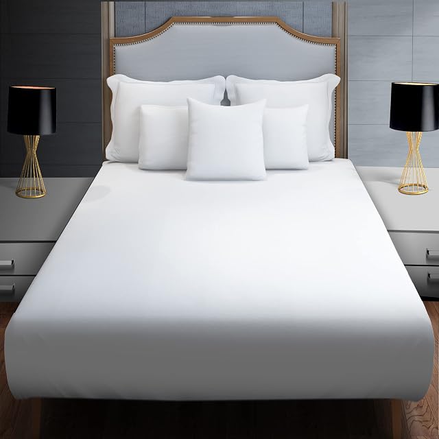 Rayyan Ultra Soft Fitted Sheet 25 cm Deep Brushed Microfiber Easy Care No-Iron Wrinkle-Resistant Plain Dyed Fitted Bed Sheets Hypoallergenic Breathable Sheets (White, Double)