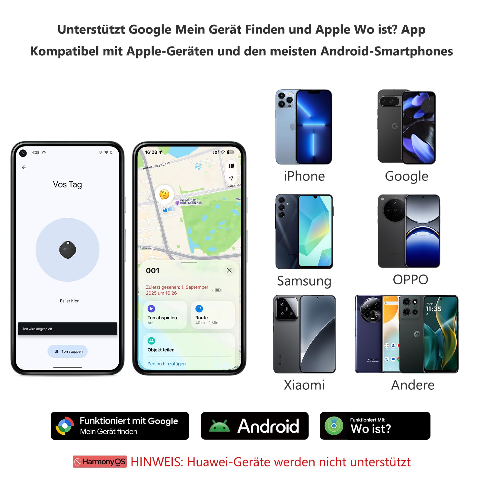 ATUVOS Smart Tag Pro Tracker für Android & iOS 4er Pack, Dual-System Schlüsselfinder kompatibel mit Google Mein Gerät Finden or Apple Wo ist? App, Smarttag Key Finder für Gepäck, Koffer.