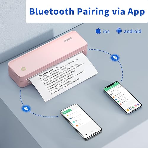 Miniatura 9 de JADENS Impresoras portátiles inalámbricas para viajes, compatible con letras estadounidenses de 8.5 x 11 pulgadas, impresora térmica Bluetooth