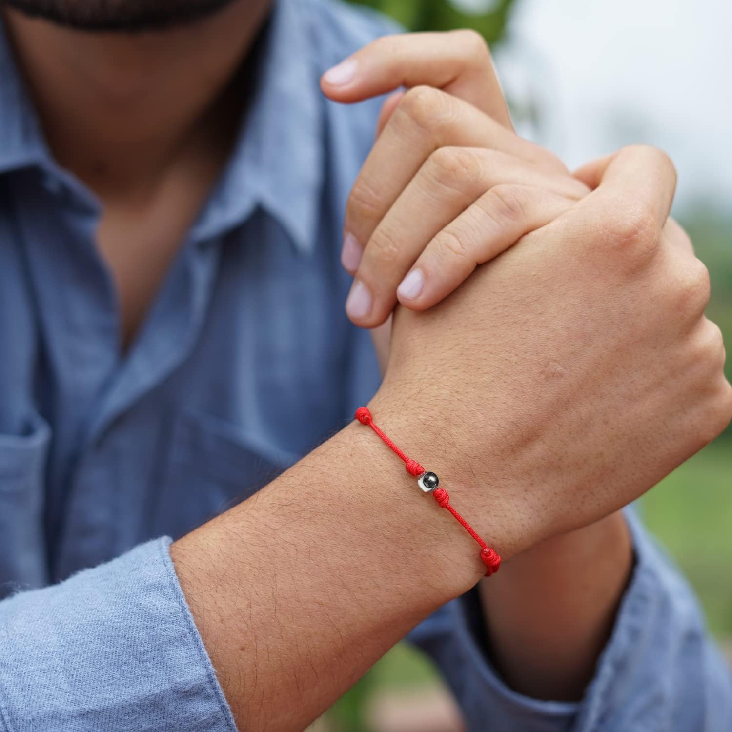 Luck Strings 14K solid gold ball bead bracelet - red string Bracelets for Men Women Unisex - Cord Bracelets yellow white gold Jewelry Gift