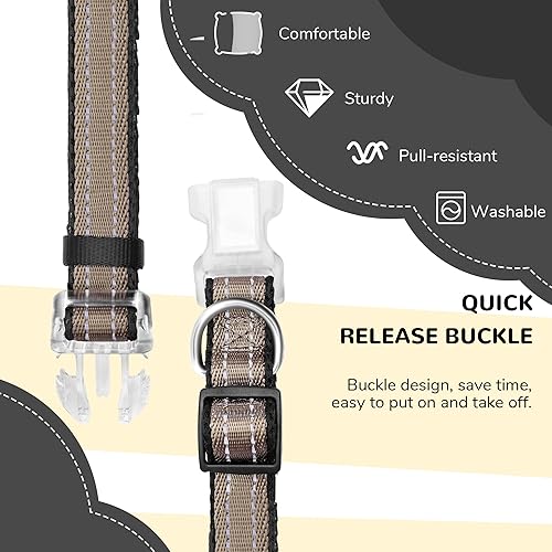 Miniatura 5 de Collar reflectante para perros grandes, collar de malla acolchado para perros grandes, collar ajustable para mascotas con hebilla de liberación