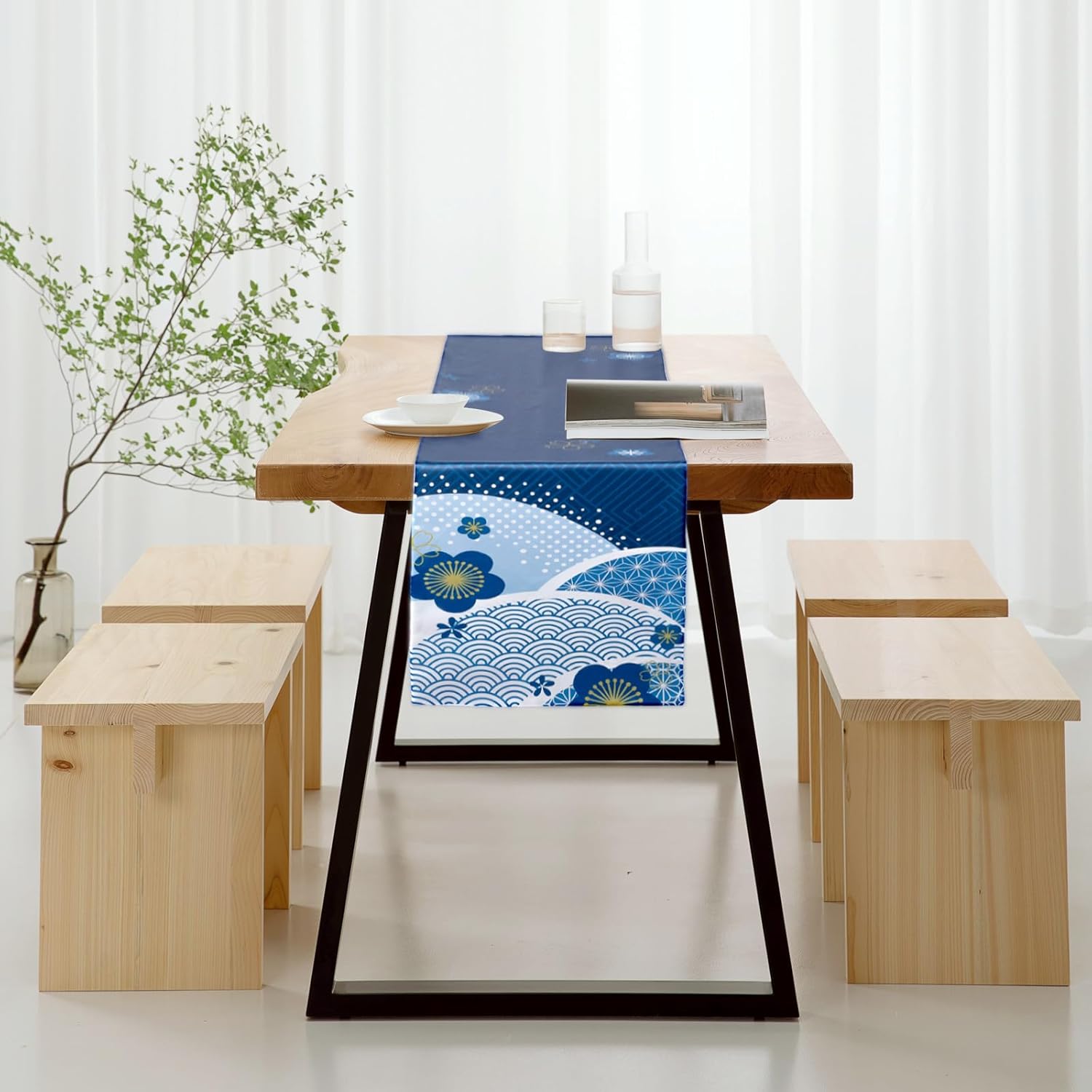 STARUBY Table Runner Woven Table Runner Washable Double