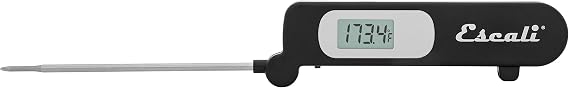 Escali DH3 Folding Digital Kitchen Thermometer, Stainless Steel Folding Probe Black, Universal