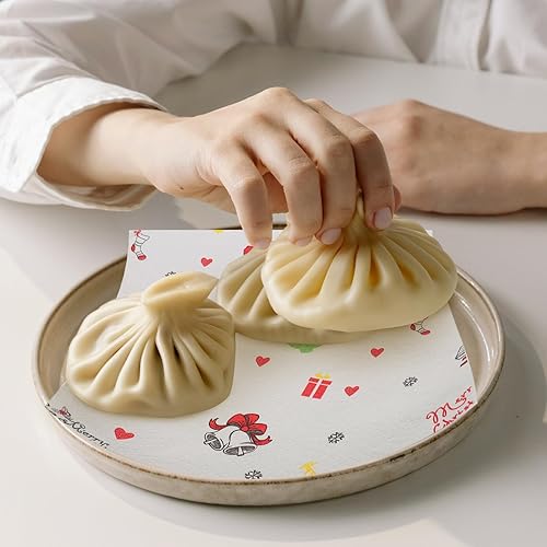 Miniatura 6 de VOSAREA Toalla de papel de cocina de Navidad 2 rollos a prueba de grasa Papel de comida frita Envoltura de alimentos fritos Snacks Forros de Navidad