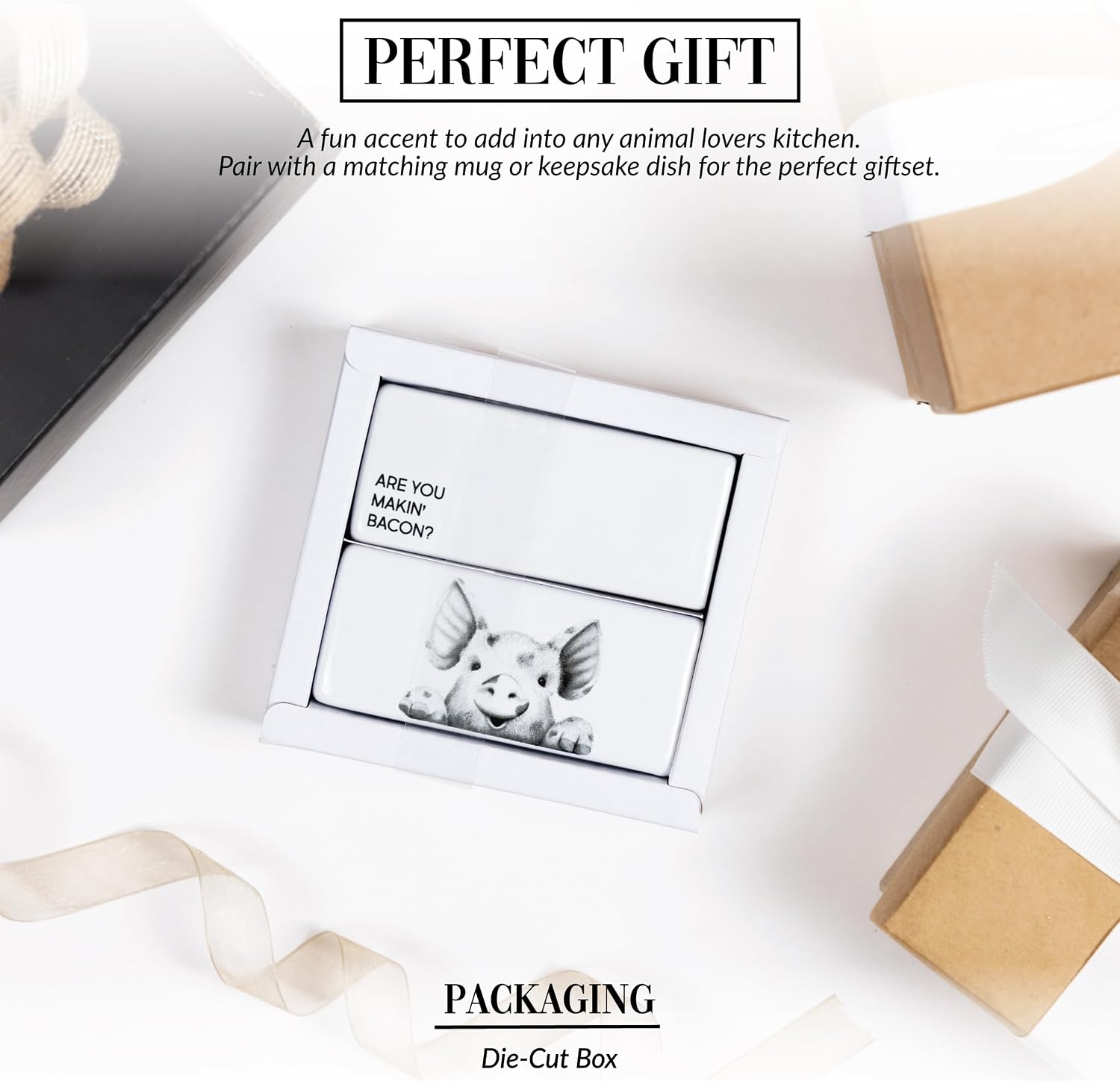 Pavilion Gift Company - Are you Makin' Bacon? - Pig - Salt and Pepper Shaker - Stoneware Set Piggy Piglet Farm Animals Kitchenware