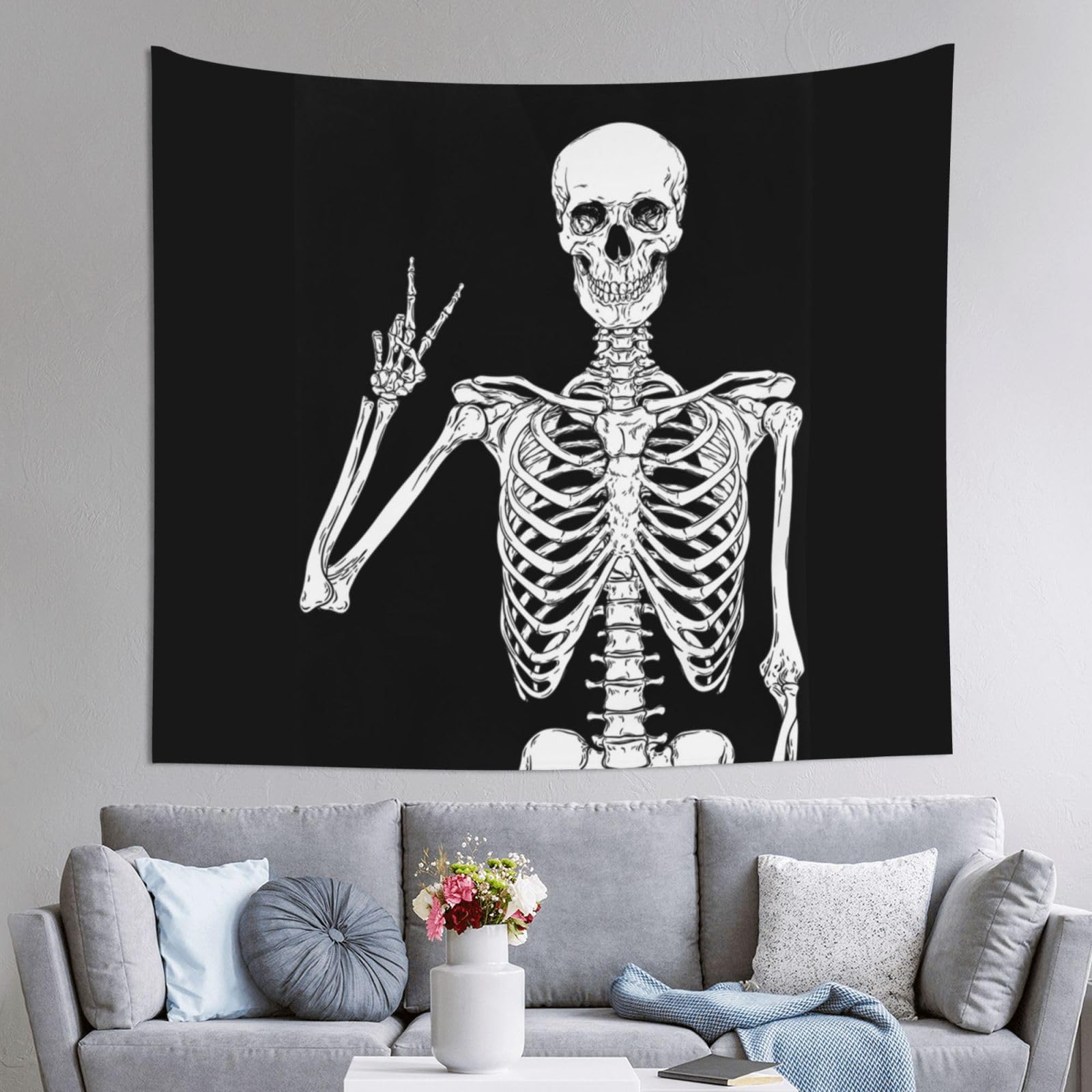 WKSGDSG Decoration Tapestry Wall Hanging For Bedroom, Skull, 152x130cm Dorm Decor, Lightweight Easy Hang Wall Art For Living Room, Aesthetic Tapestries For Outdoor, Ceiling, Doorway, Camping