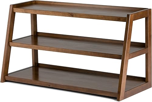 Miniatura 8 de SIMPLIHOME Sawhorse - Soporte de madera maciza de 48 pulgadas de ancho para TV industrial moderno en color marrón castaño oscuro para televisores de