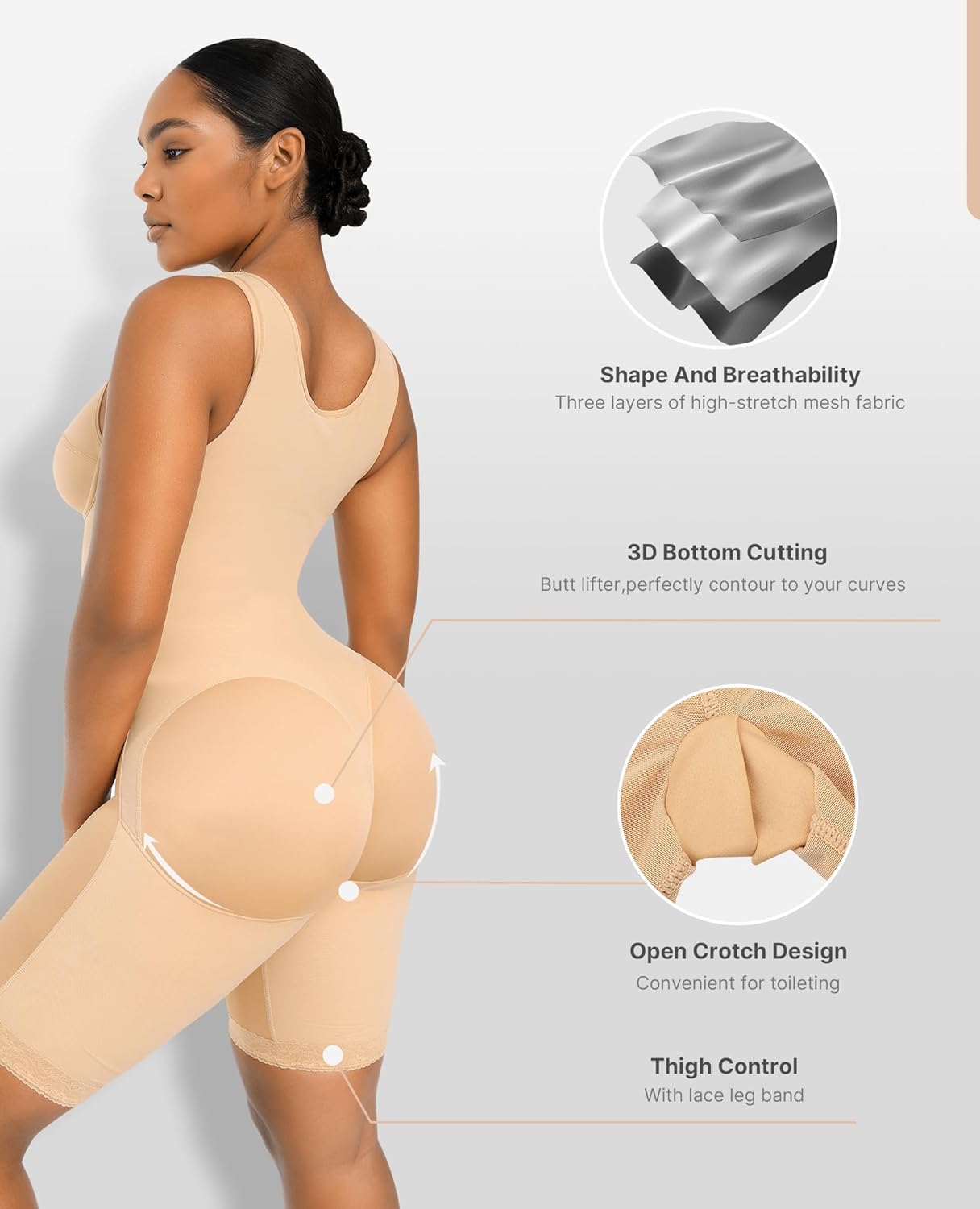 SHAPELLX Fajas Colombiana Shapewear for Women Tummy Control Butt Lifter Bodysuit Post Surgery Body Shaper - Image 3