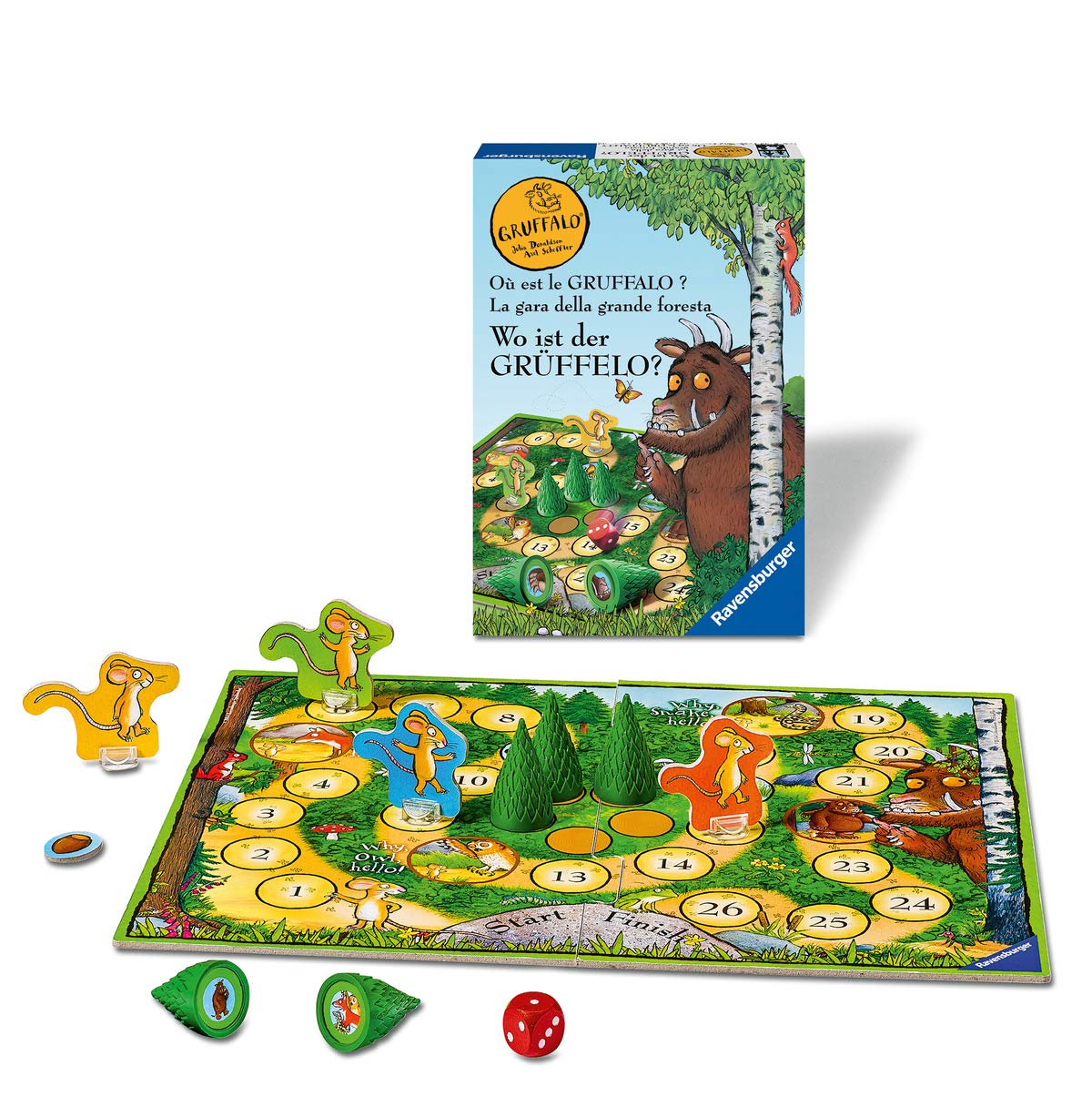 Ravensburger 21424 - Spielhaus - Kinderspielklassiker, spannende Bilderjagd für 2-4 Spieler ab 4 Jahren & Kinderspiele - 20833 - Wo ist der Grüffelo? - Brettspiel für 2-4 Grüffelo-Fans ab 4 Jahren