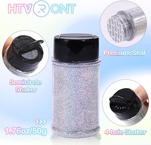 Miniatura 100 de HTVRONT Purpurina blanca fina holográfica – 1.76 oz de purpurina para resina, purpurina fina no tóxica para uñas, resina, fabricación de velas, Negro