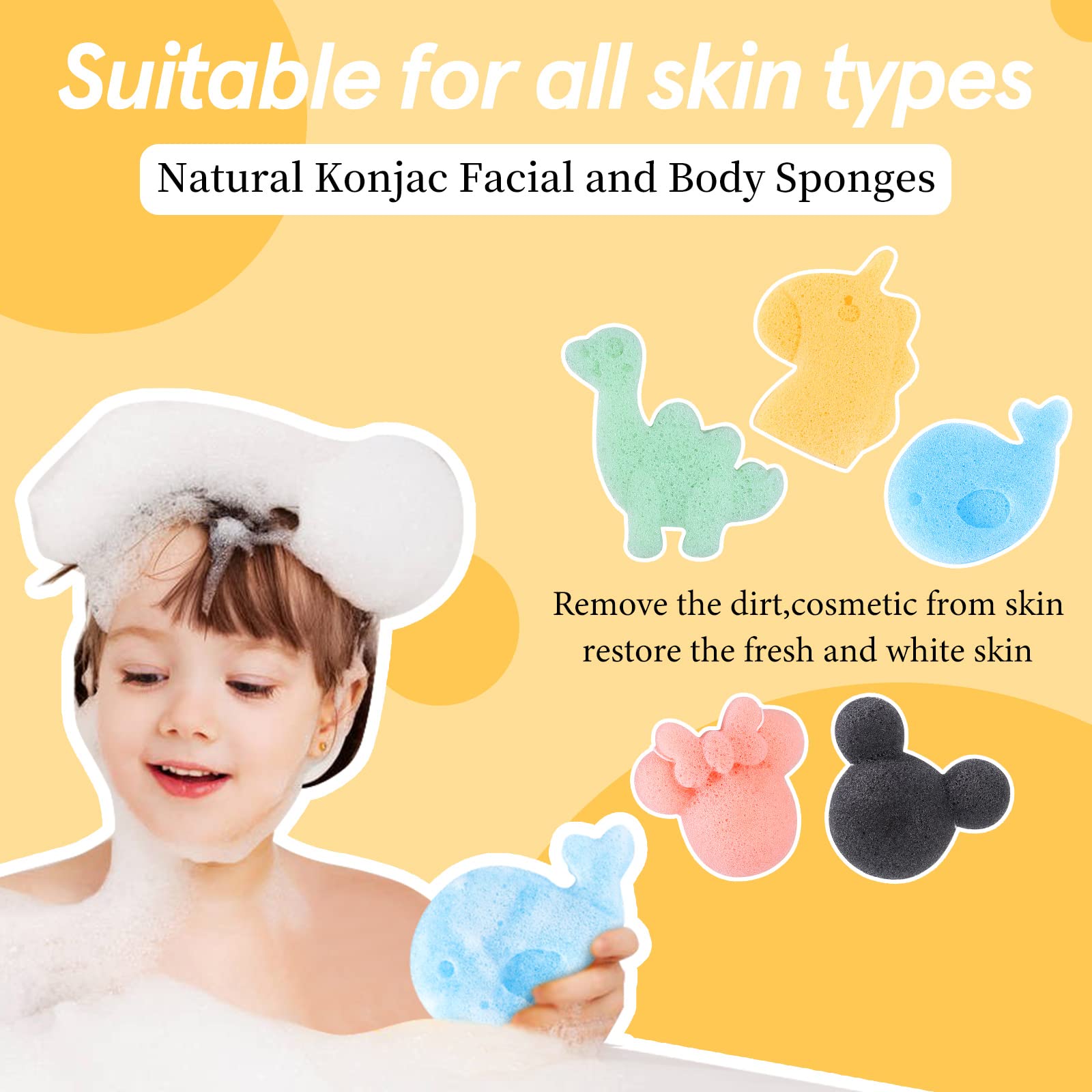 Konjac Baby Bath Sponge For Bathing Classic Shapes Natural Bath