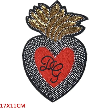 Amazon Co Jp Shiningレッドハート刺繍パッチパッチ ゴールド花柄パッチ 刺繍ハートアップリケ ビーズ ハート刺繍デザイン ハートチャーム ホビー