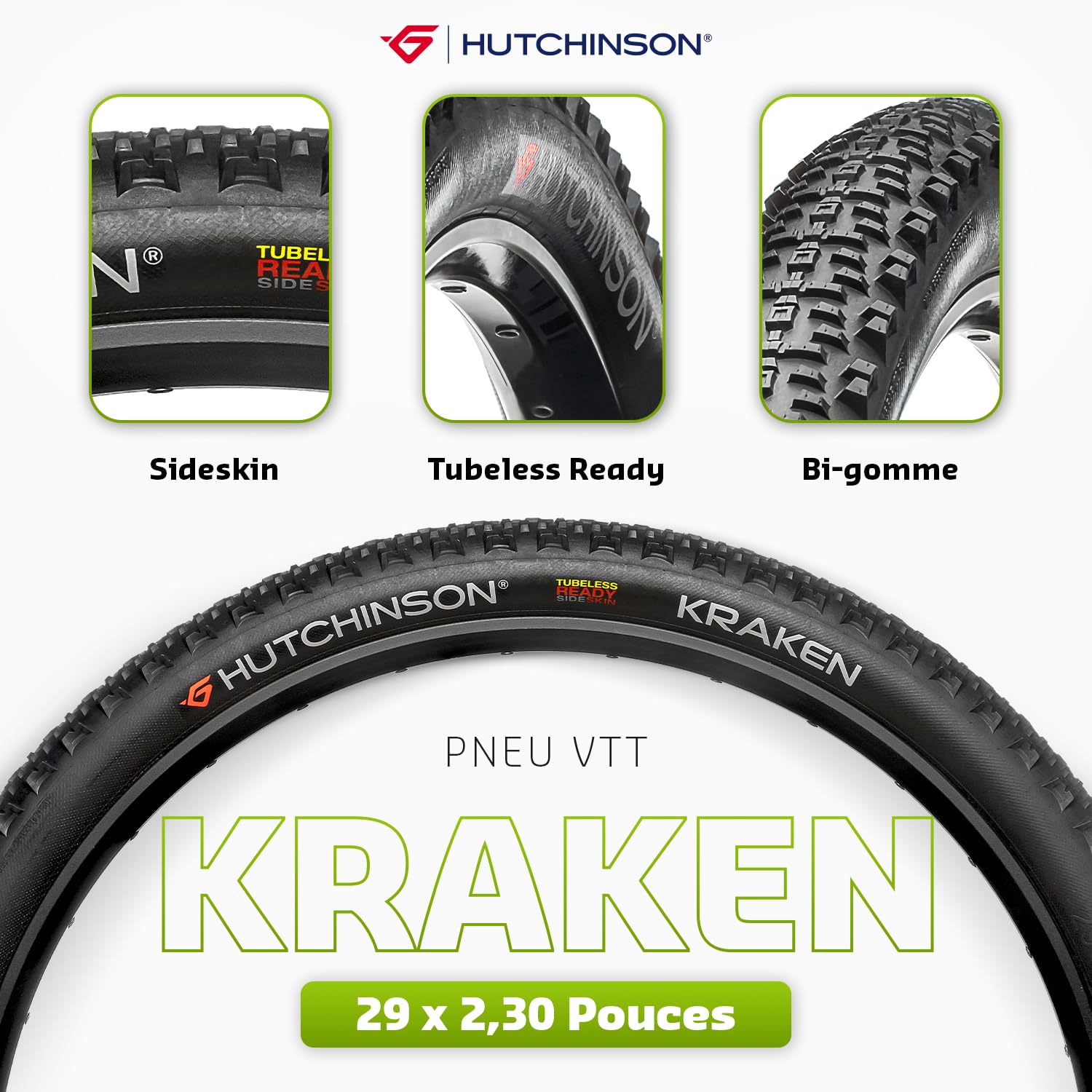 Hutchinson Kraken SideSkin Tubeless 29´´ X 2.30 MTB Tyre 29´´ x 2.30