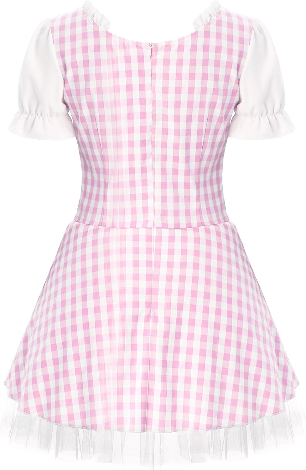 Sywiyi Women's French Maid Costume Short Puff Sleeve Frilly Plaid Apron Dress Halloween Anime Cosplay Outfits