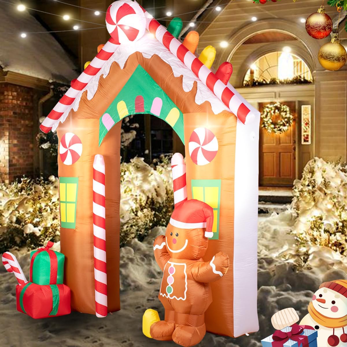 Nervure 10FT Christmas Inflatable Archway with Gingerbread Man - Christmas Inflatables Outdoor Decorations with LED Lights Built-in Perfect for Xmas Yard Garden Indoor Outdoor Decorations