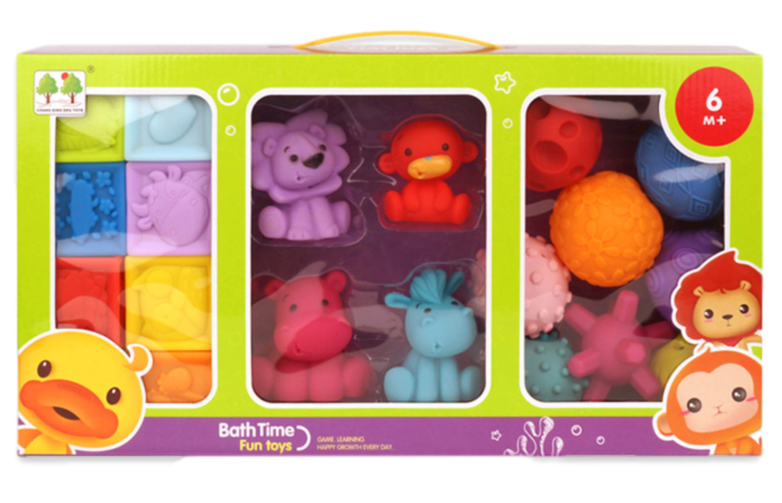 Baby Blocks, Balls and Buddies Set - Soft Building Blocks Sensory Ball Set teethers for Babies Bath Toys | 20-Pieces Activity Toy | Perfect Squeezing Toys (20-Pieces Activity Toy Set)