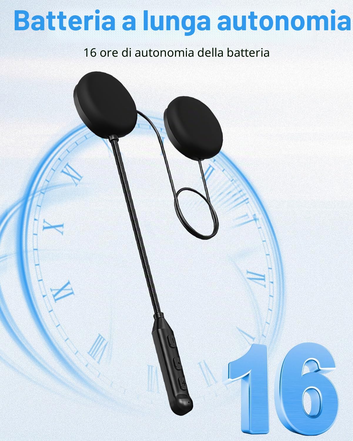 Auricolare Bluetooth Moto Bt5.3, Autonomia 16 Ore, Chiamata Vivavoce Microfono, Controllo Chiamata, Riduzione Rumore