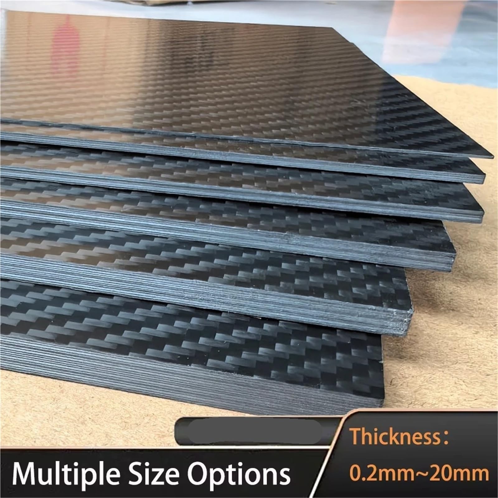 Kohlefaserplatte 1pc 100X250mm 0,5mm-5mm Dicke Carbon Faser Platte Board for DIY Machen(0.8mm Twill Matte)