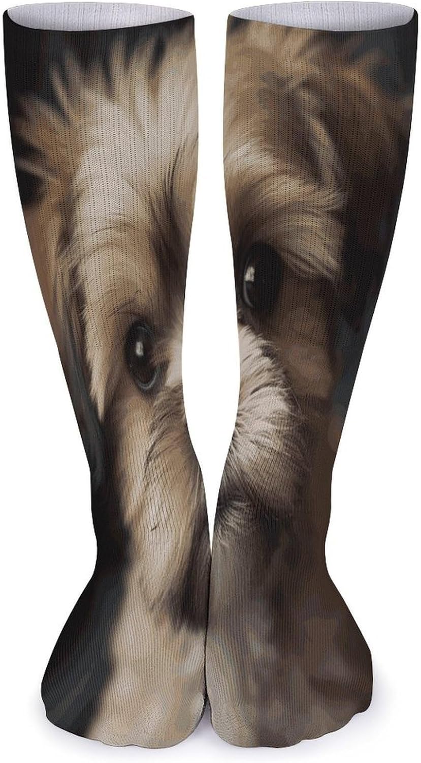 Little Dog Crew Socks High Stocking Thermal Socks | Tube Socks-Breathable-Moisture-Soft-wicking for Hospital Pilates Yoga for women men Grippy for office and daily walking