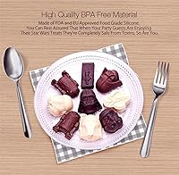 Vista 4 de Molde en forma de Star War, juego de 6 moldes flexibles de silicona para amantes de Star Wars, robots, decoración de pasteles de cumpleaños, moldes