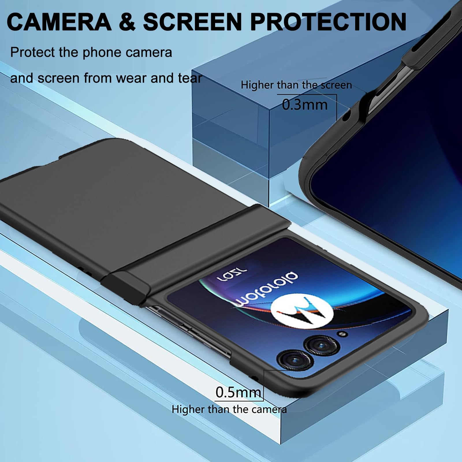 NINKI Compatible Flip Case for Motorola Moto Razr 2024 Case with Hinge Protector,Motorola Razr 50 Case,Hard Thin Slim Moto Razr 2024 Phone Case for Moto Razr 50 Case 2024 Motorola Razr 2024 Case Black