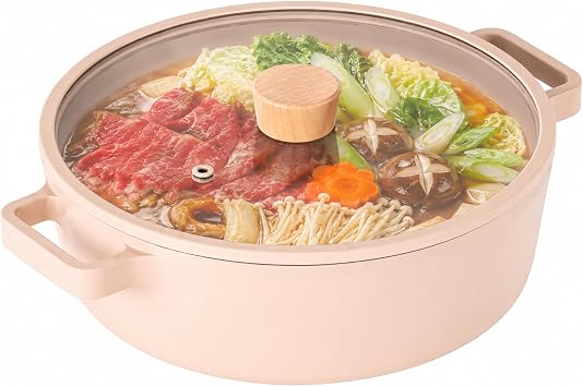 NEOFLAM FIKA 1.6 Qt Nonstick Ceramic Coated Low Casserole with Glass Lid, 8.7-Inch Low Stock Pot for Stew, Soup, Noodles & Hot Pot, Induction Compatible Cookware, Made in Korea 22 cm