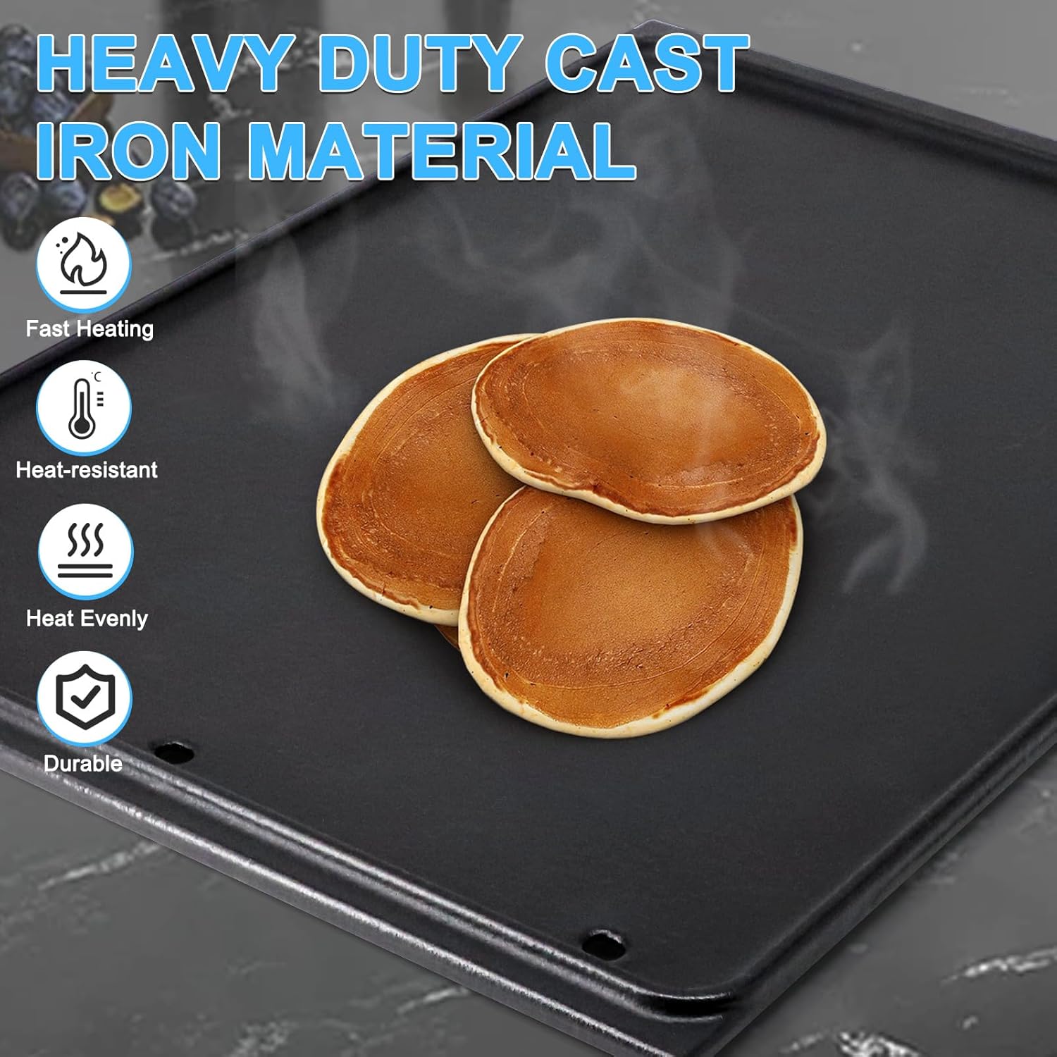 Adviace 56041 56040 Cast Iron Reversible Griddle for Napoleon Grills, 2-Sided Grill Griddle for Napoleon Prestige 500 Prestige Pro 500 Built-in Lex 485 605 730 Series Grills