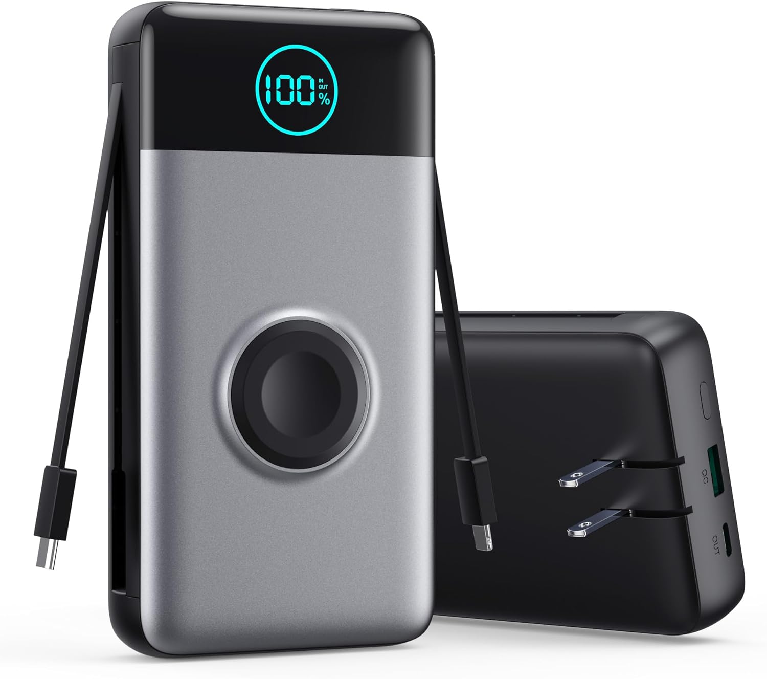 Portable Charger for iPhone with Built-in Cables and AC Wall Plug,Upgraded 40800mah Fast Charging USB C Power Bank,25W PD Travel Essentials Battery Pack for iPhone 17/16/15/14/13,Galaxy,Apple Watch