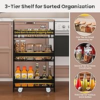 Vista 5 de Carrito de almacenamiento delgado de 4 niveles, organizador de estantería móvil con ruedas y asa, carrito utilitario rodante para cocina, baño