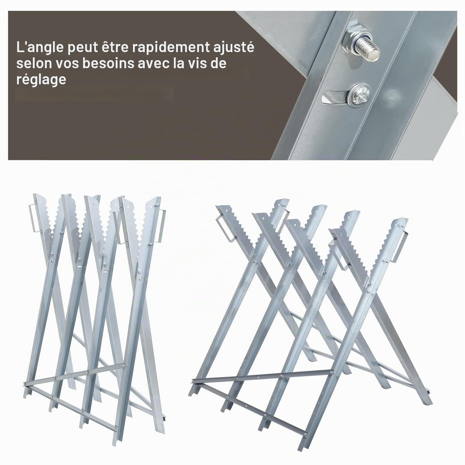 Tréteau de sciage pliable Support de sciage 81x80x80 CM, Support de scie pour sciage du bois avec capacité de 150 Kg, Chevalet pour tronçonneuse pour travaux de sciage du bois et bois de