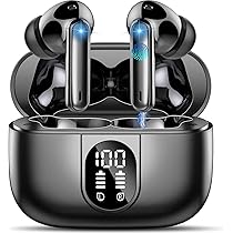 Nuovo Cuffie Bluetooth 5.4, Auricolari Bluetooth Stereo HiFi Con 4 ENC Microfoni Anti-Rumore, Durata 50 Ore Cuffiette In Ear, Impermeabili IP7 Cuffie Senza Fili, Cuffiette Touch Control, LED-Display