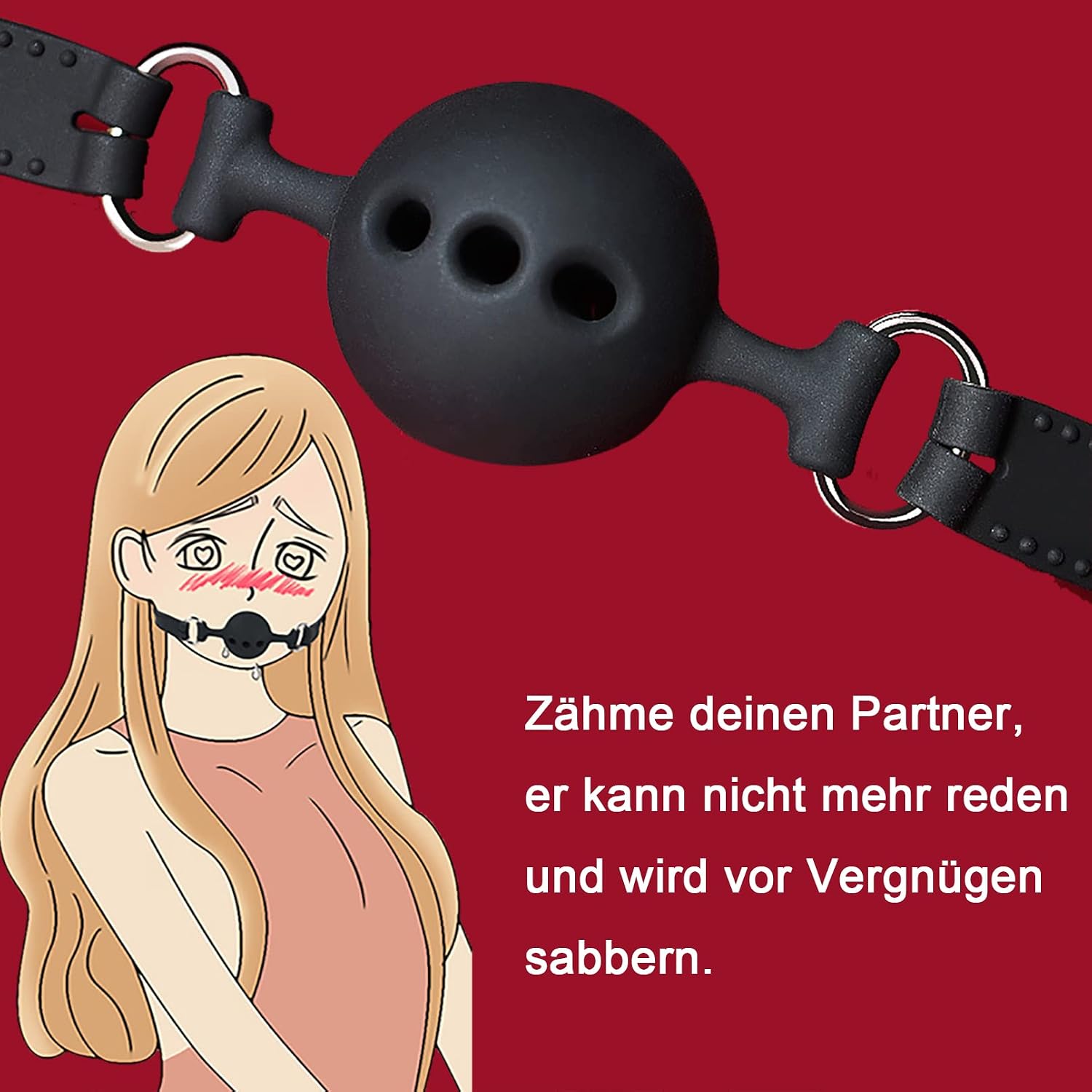 3-Hole Breathable Silicone Ball Gag Open Mouth Adjustable Strap BDSM Bondage Restraint Fetish Sex Toys for Couples Black