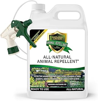 Natural Armor Animal & Rodent Repellent Spray. Repels Skunks, Raccoons, Rats, Mice, Deer Rodents & Critters. Repeller & Deterrent in Powerful Peppermint Formula 128 Fl Oz Gallon Ready to Use