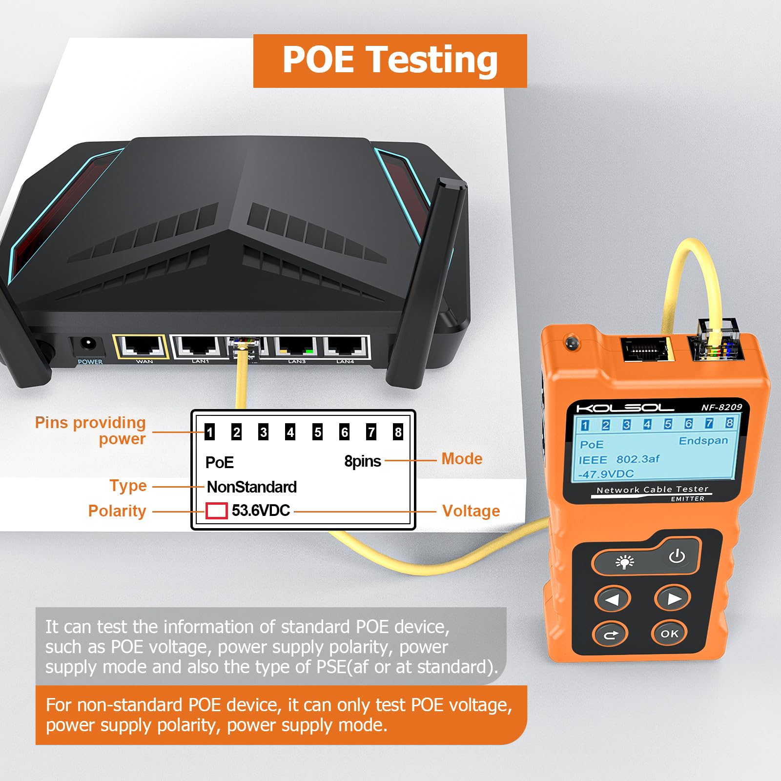 Network Cable Tester - PoE & Fault Detection -3 Network Cable Tester - PoE & Fault Detection -3