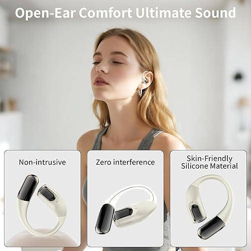 Miniatura 4 de GALAAL - Auriculares inalámbricos Bluetooth, auriculares ligeros con ganchos para los oídos, auriculares inalámbricos Bluetooth5.4, tiempo de