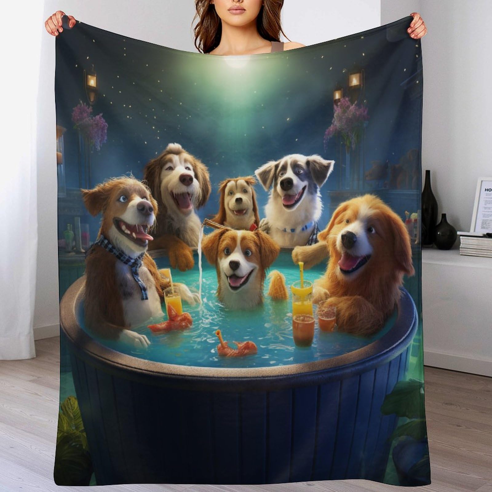 Plaid douillet pour le lit couverture flannel chien anti-frisson