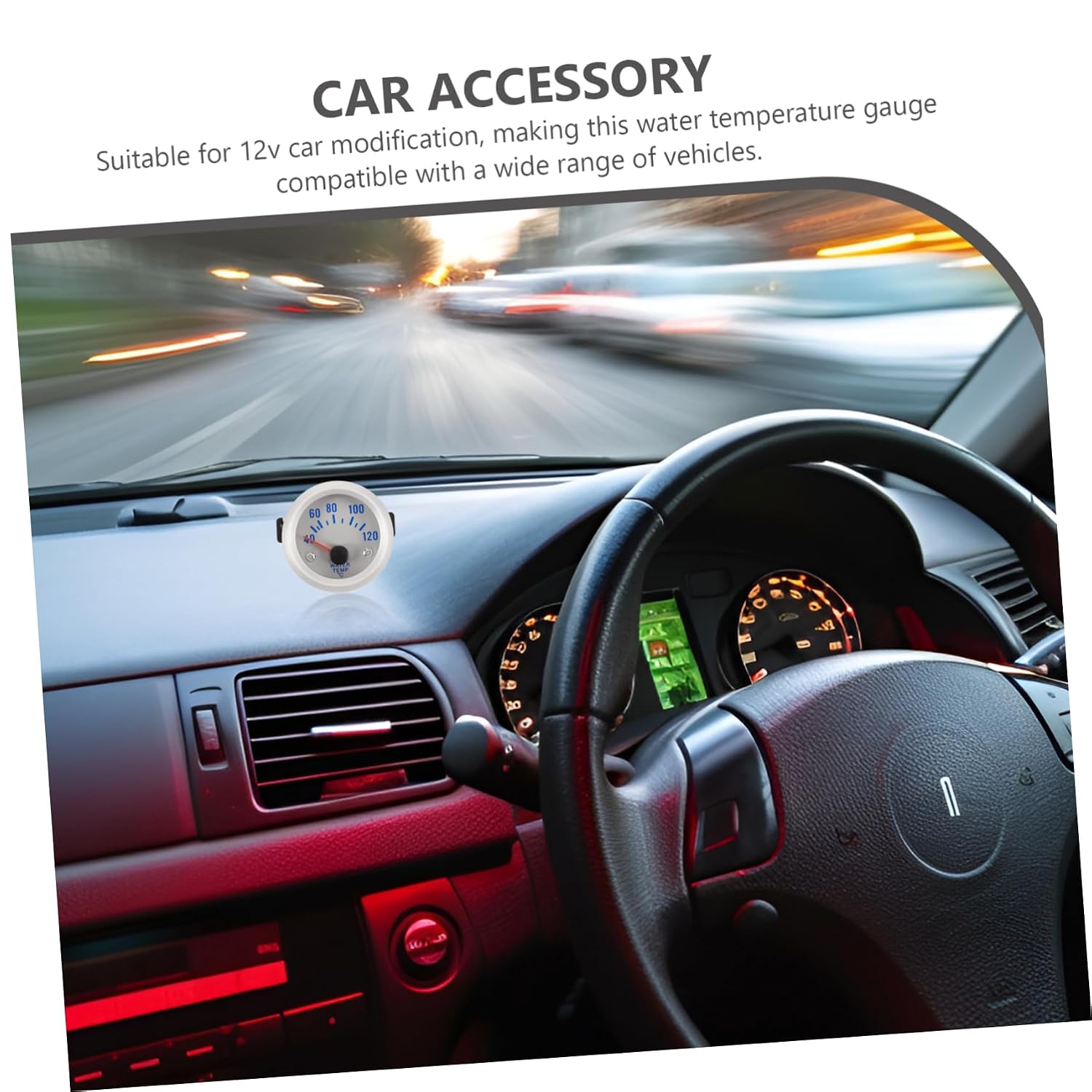 12v Water Temp Gauge for Car Led Temperature Indicator Engine Water Temperature Gauge Boat Truck