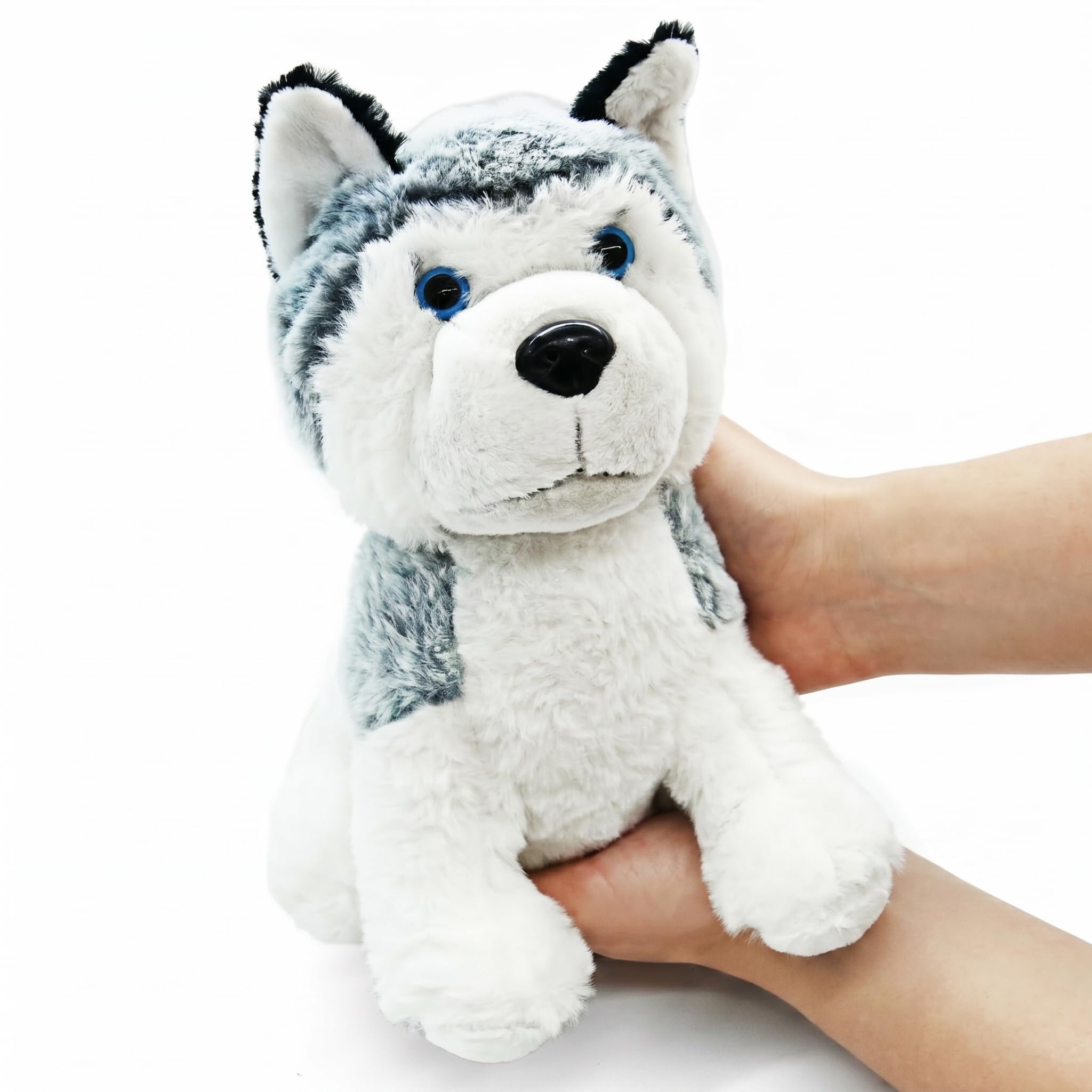 Bouillotte Micro-Onde Peluche (23 cm) - Doux et Chaud, Idéal pour Soulager les Coliques chez les Bébés - Husky en Peluche à Câliner et à Embrasser - Bouillotte Doudou - Sachet de Graines Amovible