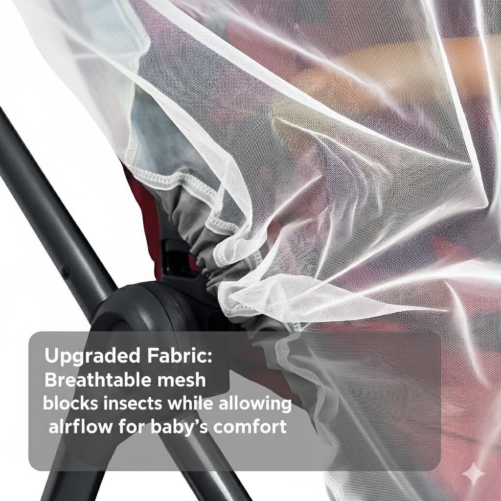 Safe-O-Kid Baby Mosquito Net | Fits for Baby Carrier, Pram, Stroller, Car Seat, Cradle, Rocker & Bouncer | Fabric, Breathable Outdoor Protection 3