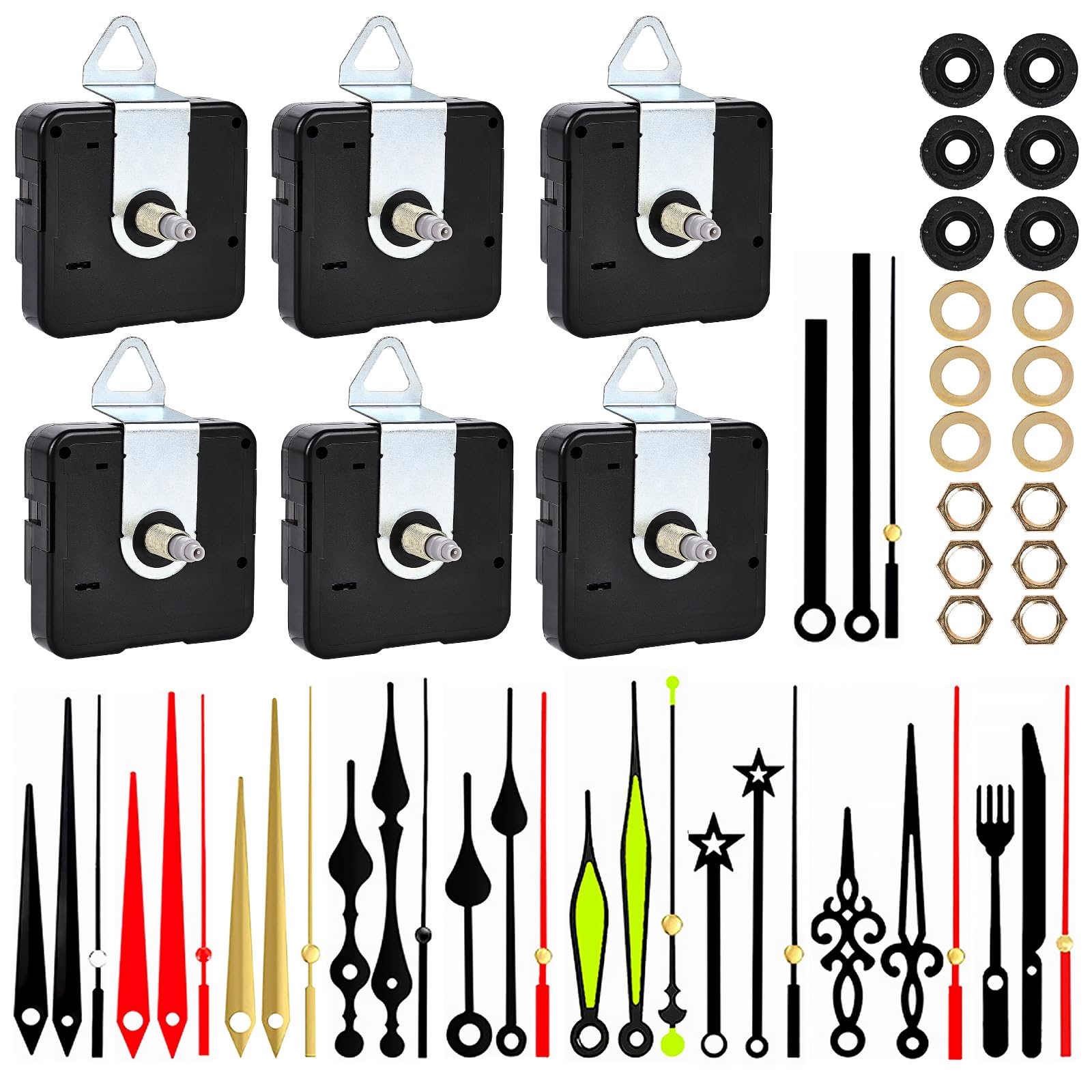 Set 6 Movimenti Orologio Da Parete Silenziosi - Con Lancette E Meccanismi Al Quarzo