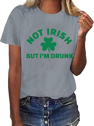 Camiseta para el Día de San Patricio, para mujer, trébol de la suerte, ligera, novedosa, para el día de San Patricio