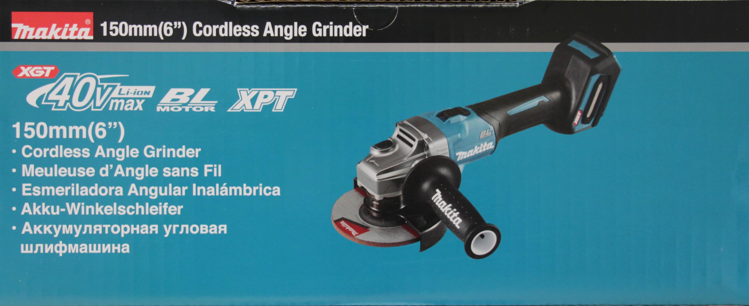 MAKITA AMOLADORA Angular INALÁMBRICA GA035GZ 150mm XGT, Aluminium, Petrolio (senza batteria, senza caricatore)