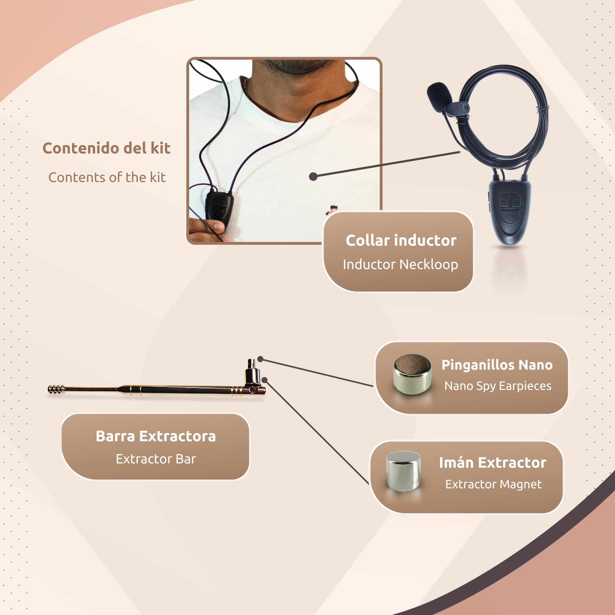 PingaOculto Pinganillo Bluetooth Examenes Microfono por Cable (Imán V5) | Botón multifunción, Llamadas y grabaciones, iPhone y Android, Función SOS, Invisible, Auricular inalámbrico, Tamaño mini