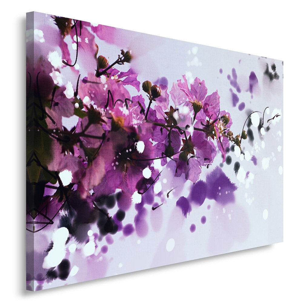 Tableau Fleurs Violet XXL 120x80 Feeby Impression Sur Toile Murale